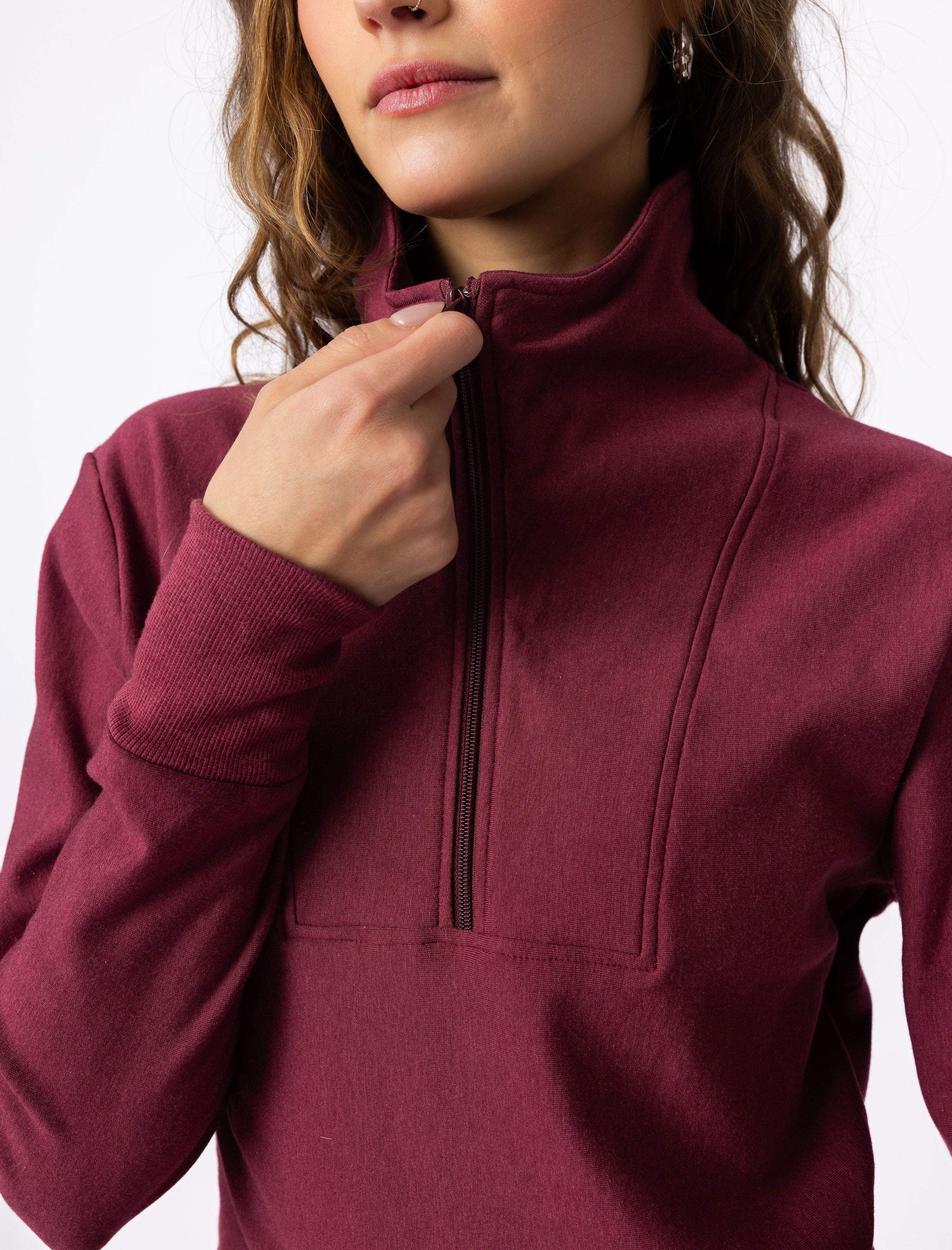 The Cropped Quarter Zip in Fleece