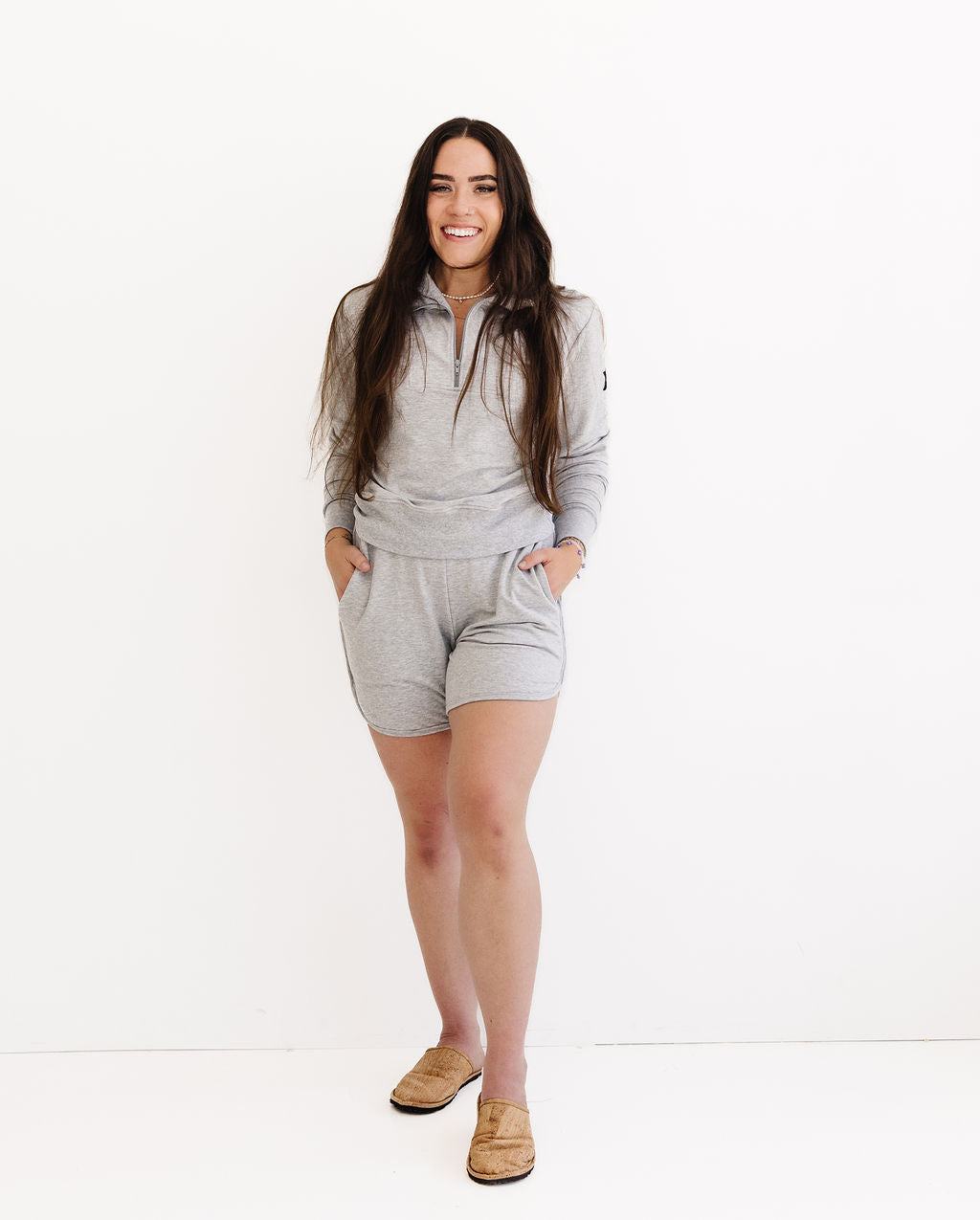 The Cropped Quarter Zip in French Terry