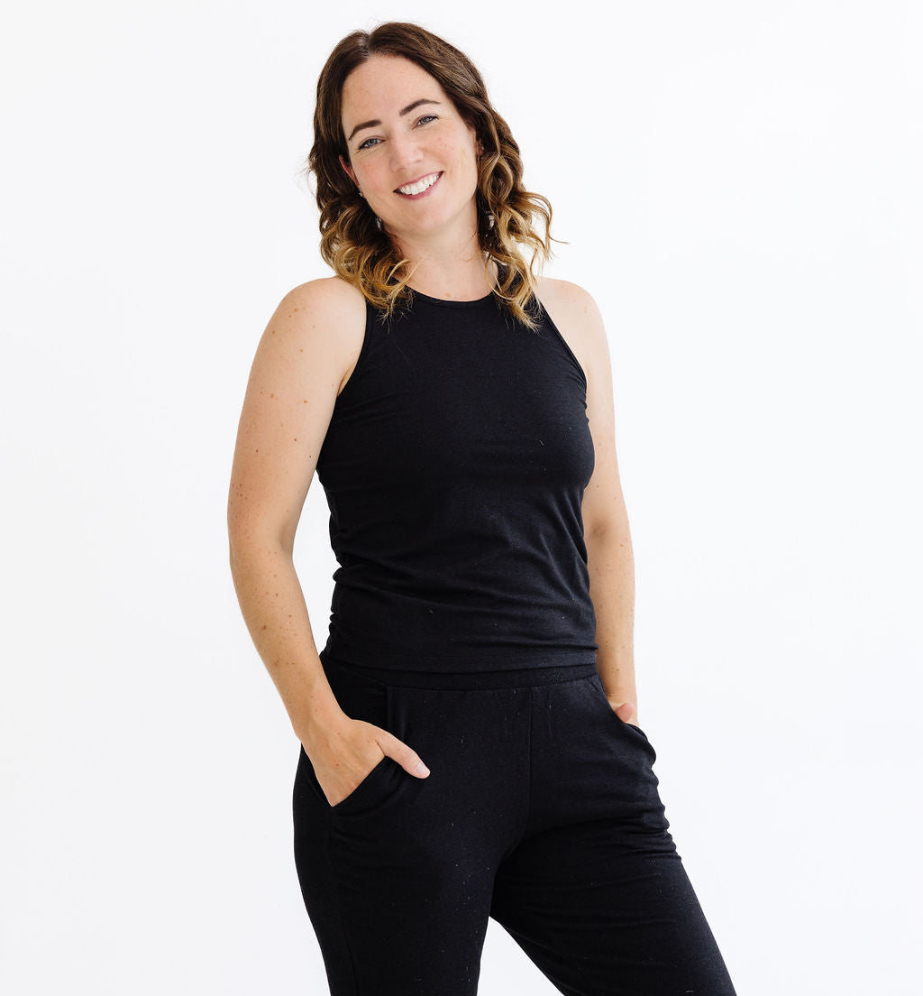 The Jersey Tank in Black (Tencel / Good Earth Cotton Blend)